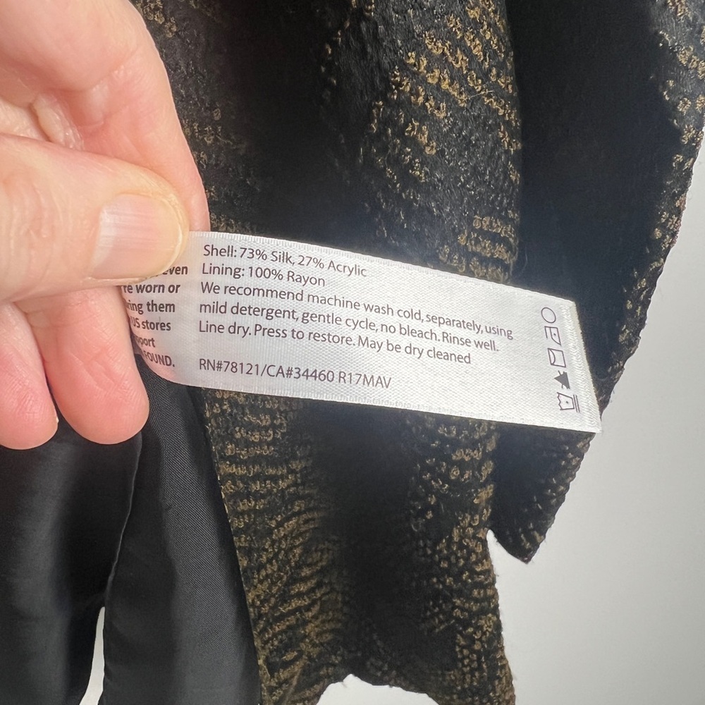 Eileen Fisher Medium Silk Blend Jacquard Wave Textured Open Front Jacket - Picture 12 of 13